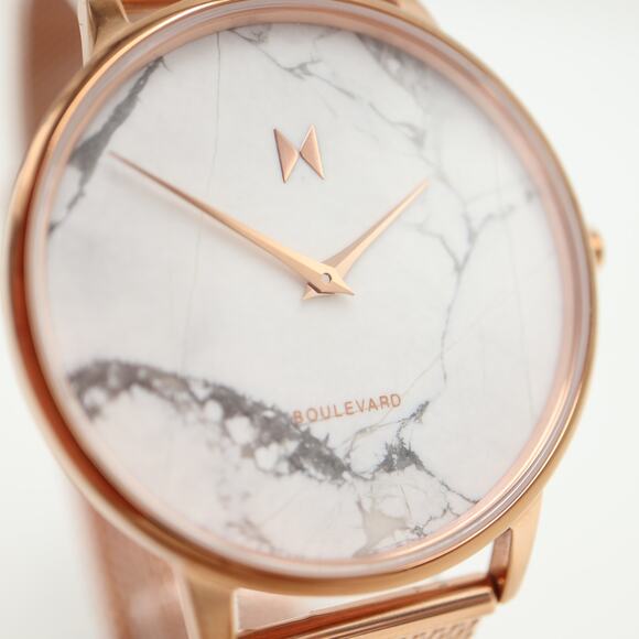 MVMT Women's Malibu Marble Watch 38mm Rose Gold Tone Mesh Strap w New Battery - Picture 7 of 14